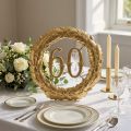 Jubilæumsnummer 60 i guld Ø40cm | Floristik24.dk