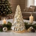 Mini juletræ med LED-lys, sølv og guld, 28 cm | Floristik24.dk