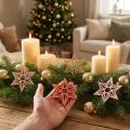 Træstjerner juledekoration træstjerner orange 8cm 16 stk | Floristik24.dk