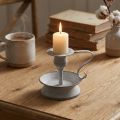Lysestage metal lysestage håndtag hvid grå 12,5cm | Floristik24.dk