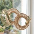 Boho Hængende Dekorationsringe, Jute Naturfiber, Ø28cm, Vægdekoration, Vinduesdekoration, Sæt med 4 | Floristik24.dk