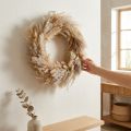 Tørret blomsterkrans, pampasgræs, lagurus, boho hængende dekoration, naturlig dekoration, vægkrans, Ø31 cm | Floristik24.dk