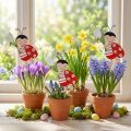 Mariehøne dekorative blomsterpropper træ metal 8,5cm 12 stk | Floristik24.dk