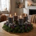 Sorte bloklys, gennemfarvet, rustikt, 60x80 mm, sæt med 4, adventskrans, dekoration | Floristik24.dk