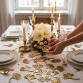 Scatter dekoration guld gingko dekoration gingko blad glitter 3×4cm 72 stk | Floristik24.dk