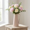 Dekorativ metalvase, dekorativ kande, lyserød, konisk, vintage blomstervase, 38 cm | Floristik24.dk