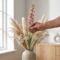 Tørret (kunstig) Delphinium lyserød ridderspore, dekorativ blomstervase 64 cm 25 g | Floristik24.dk