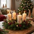 Adventskranslyssæt 1-4 cremefarvet julemotiv RAL-kvalitet Fremstillet i Tyskland 130/70mm 4 stk. | Floristik24.dk