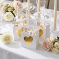 Gaveposer med hanke hvidguld papir 8,5×8,5×8cm 12 stk | Floristik24.dk