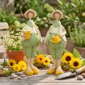 Dekorative havemandsfigurer, borddekoration, sommer, grøn/gul, 16,5 x 5,5 cm, 2 stk. | Floristik24.dk