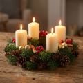 Adventskrans, grankrans med naturlige og kunstige kogler, grøn dørkrans Ø30 cm, juledekoration | Floristik24.dk