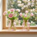 Retro glasblomstervase, lyserød, Ø11 cm H14,5 cm, 2 stk. | Floristik24.dk