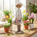 Dekorative figurer gartner, dekorativ kvinde med blomster, hvid pink, H21 cm | Floristik24.dk