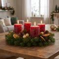 Ensfarvede mørkerøde bloklys 70x80mm, sæt med 4 - Adventslyspynt | Floristik24.dk