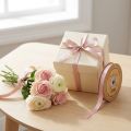 Silkebånd blade gavebånd beige pink 10mm 20m | Floristik24.dk