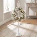 Kransholder Shabby Chic Hvid Kransstativ Metal 4 Kroge H76cm | Floristik24.dk