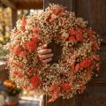 Dekorativ krans tørrede blomster blomsterkrans appelsincreme Ø25cm | Floristik24.dk