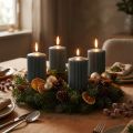 Antracitgule bloklys, rillede lys, 70/90 mm, sæt med 4, adventspynt | Floristik24.dk
