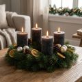 Ensfarvede bloklys, antracit, 70x100 mm, sæt med 4 – dekoration, advent, lang brændetid | Floristik24.dk