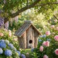 Dekorativt fuglehus til ophæng Fuglehus dekorationsbark H21cm | Floristik24.dk
