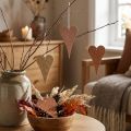 Hængende deco hjerter til at hænge op orange/gul 10cm 6stk | Floristik24.dk