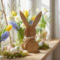 Påskehare af træ, forårsdekoration, naturfarve mangotræ H30cm | Floristik24.dk