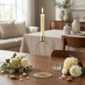 Lysestage Oval Lysestage Guld Ø10cm H21cm | Floristik24.dk