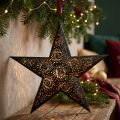 Juleophæng stjerne metal stjerne sort H25,5cm | Floristik24.dk