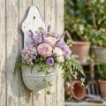 Shabby Chic Vægskål Metal Halvrund Hvid 24cm×10cm×47cm | Floristik24.dk