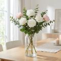 Hvid Rose Falsk Rose på Stængel Silke Blomst Falsk Rose L72cm Ø13cm | Floristik24.dk