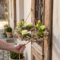 Trækrans til ophæng med krog lavet af birketræ Ø35cm - Naturlig dekoration til foråret, makrame, blomster og krydderurter | Floristik24.dk
