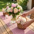 Bordløber jute jute bånd bordbånd pink B15cm L10m | Floristik24.dk