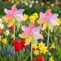 Vindmølledekoration Vindmølle Naturlig Farverig Ø21,5cm H55cm 3stk | Floristik24.dk