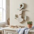 Anker Deco Træ Maritime Deco Hvid Blå 42cmx25cmx3,5cm | Floristik24.dk