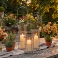 Havelanterne, metalvindlampe Ø8,5 cm H23/18,5/14,5 cm 3-delt sæt | Floristik24.dk