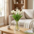 Kunstige Tulipaner Hvid Creme Real Touch 38cm 7 stk | Floristik24.dk