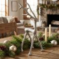 Rensdyrdekoration hjortefigur metal grå ler optik H27,5 cm | Floristik24.dk