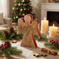 Engle dekoration figur træ rød, natur 15cm | Floristik24.dk