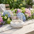 Lanterne glas macrame hvid flettet Ø13cm H10cm | Floristik24.dk