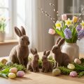 Kanin flokket brun 11cm, 13,5cm 6 stk | Floristik24.dk