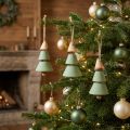 Juletræspynt, grantræ til ophængning, julegrøn/natur H10cm L24cm 4 stk. | Floristik24.dk