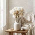 Tørrede blomster, hatteblomster, naturhvide, stråblomster, tørret blomsterbuket H33cm | Floristik24.dk