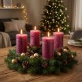 Ensfarvede bloklys Berry Purple 70x120mm 4-pak - Perfekt til bordpynt og fester | Floristik24.dk