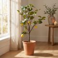 Attraktivt kunstigt citrontræ i potte, gul dekorativ kunstig plante, 90 cm, nem at passe, velegnet til hjemmet og erhvervslokaler. | Floristik24.dk