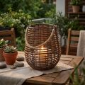 Dekorativ lanterne, lysdekoration med hank, lanterne i kurv Ø23cm H27cm | Floristik24.dk