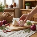 Kunstige grøntsager dekoration hvidløg pink, hvid Ø6,5cm 2 stk | Floristik24.dk