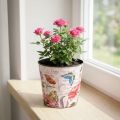 Plantekasse blomstermønster plast 10,5 cm urtepotte sommerdekoration | Floristik24.dk