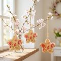 Trævedhæng Forårsblomster i Naturrosa H9cm 4 stk | Floristik24.dk