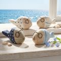 Pyntefisk med glas natur hvidt blåt træ 11–13cm 4 stk | Floristik24.dk