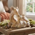 Dekorativ figur af hjort med fawn støbt sten brun hvid 20×11×17 cm | Floristik24.dk